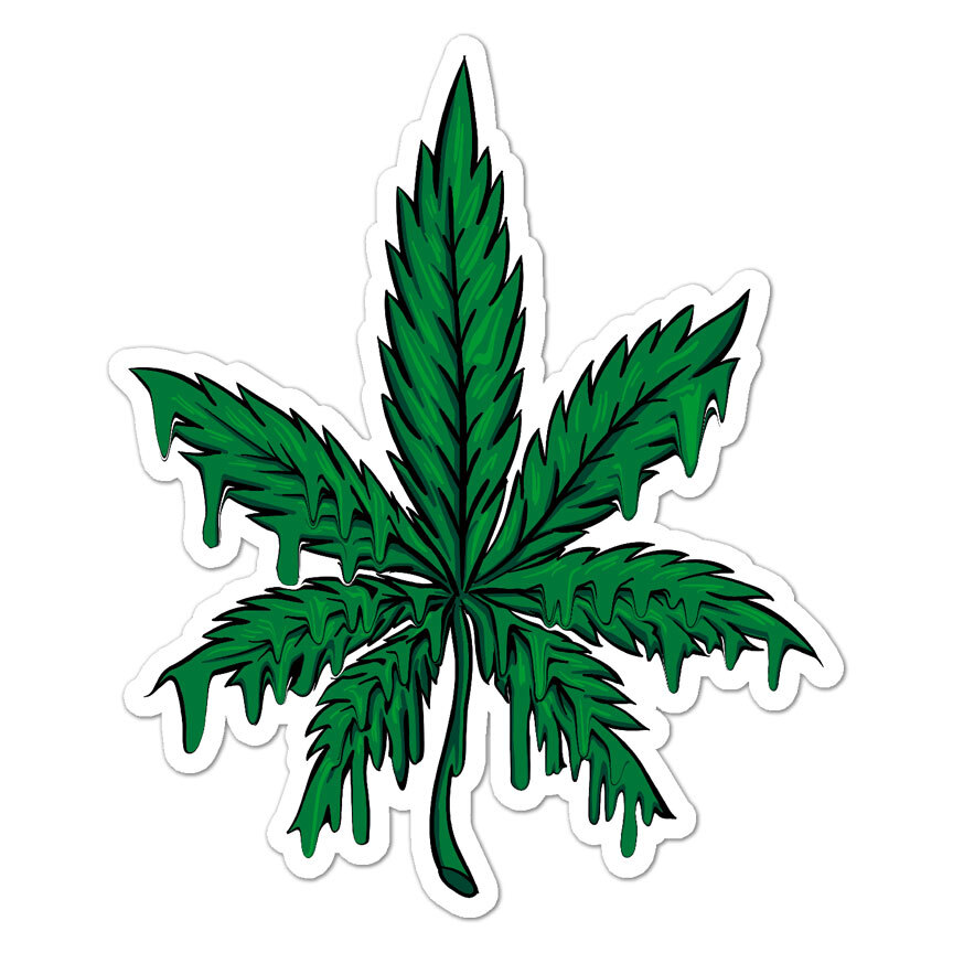 Melting Marijuana Leaf, Vinyl Decal Sticker, Indoor Outdoor, 3 Sizes, #8714