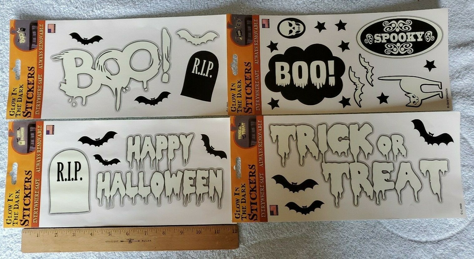 The Peel People Glow in the Dark Removable Halloween Stickers 8 Sheets