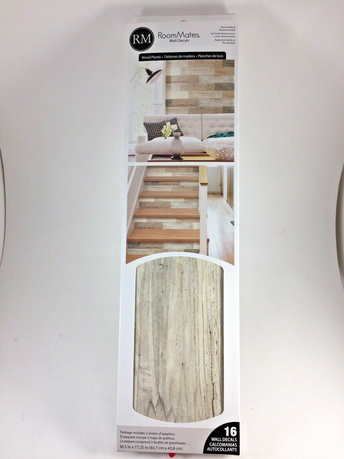 ROOM MATES Rustic Brown Tan Shiplap Wood Planks Peel & Stick Wall Decals