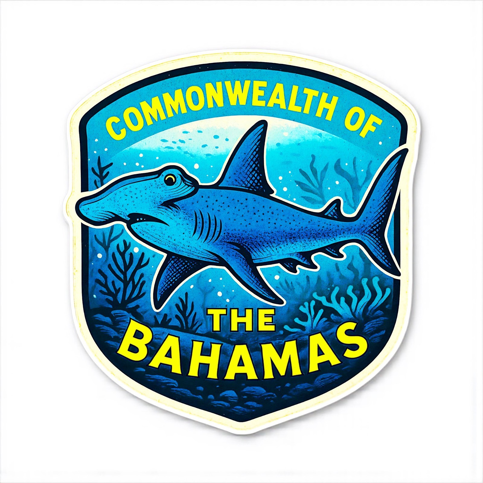 Bahamas Sticker Vinyl Decal Vintage Style Hammerhead Shark Souvenir Vacation