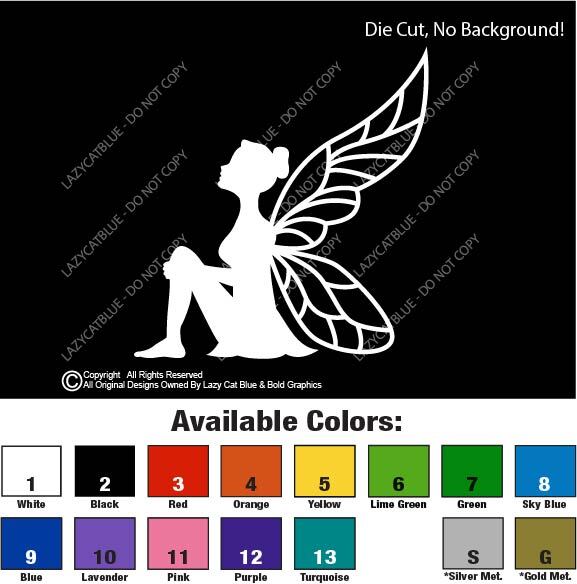 Fairy Sitting Decal Sticker Wings Car Laptop Whimsy Decor Dream Kids Girl Gift