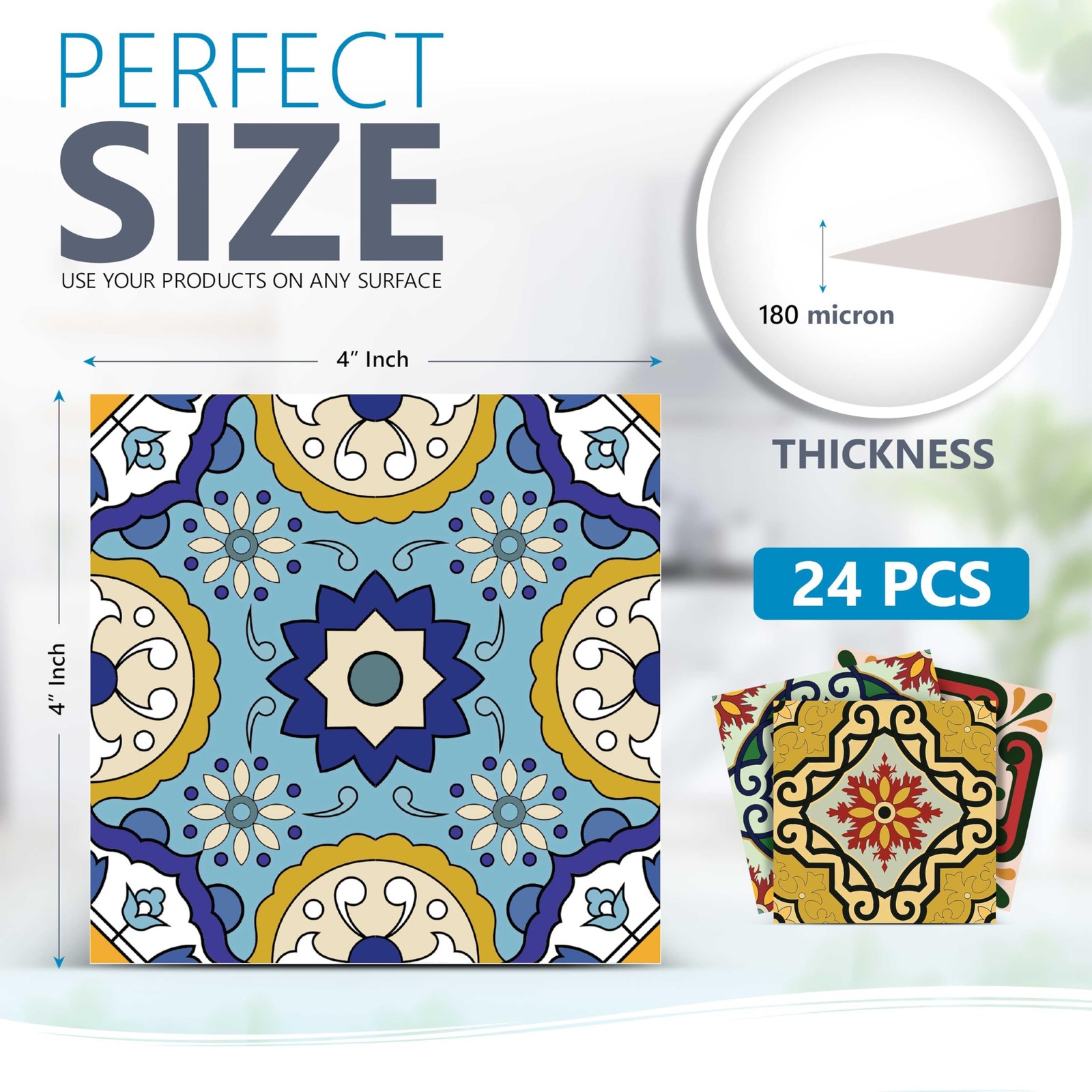 Backsplash Tile Stickers 24 PC Set Authentic Traditional Talavera Tiles Stick…