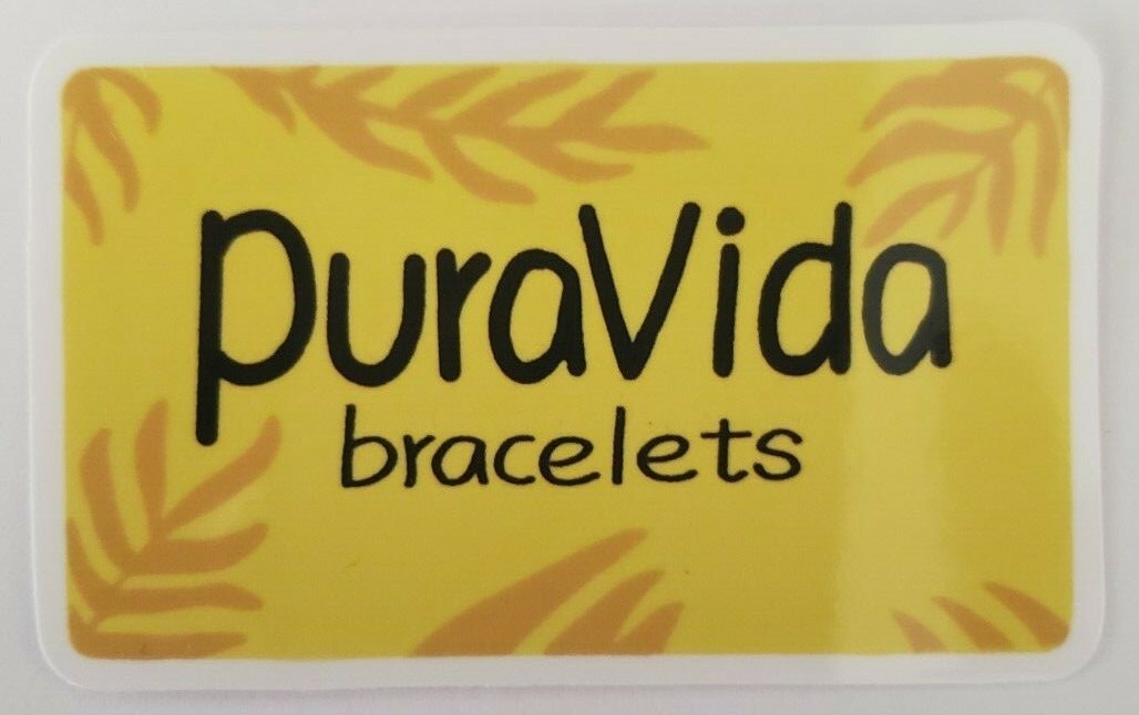 PURA VIDA Bracelets – Sticker Approx. 1 5/8" x 2 3/4" Thick N Glossy Material