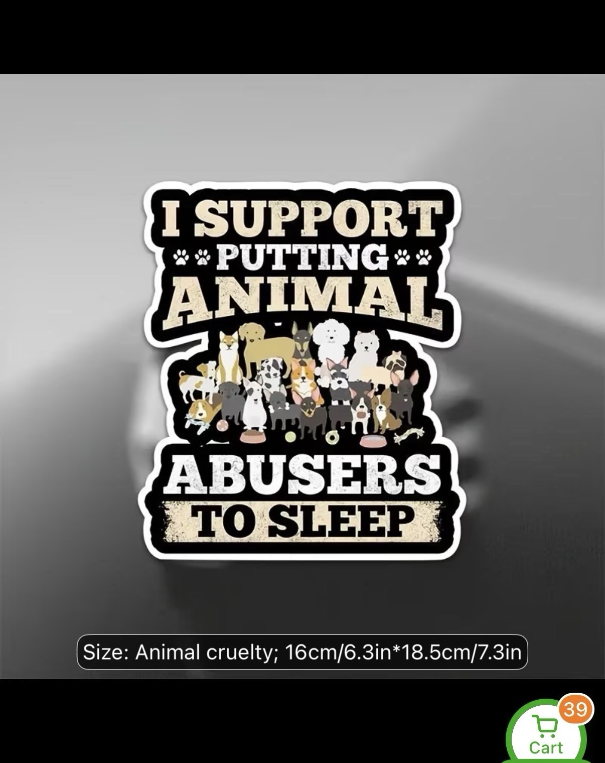 2 Pack – 3” Decal “I Support Putting Animal Abusers To Sleep”. Support Rescue