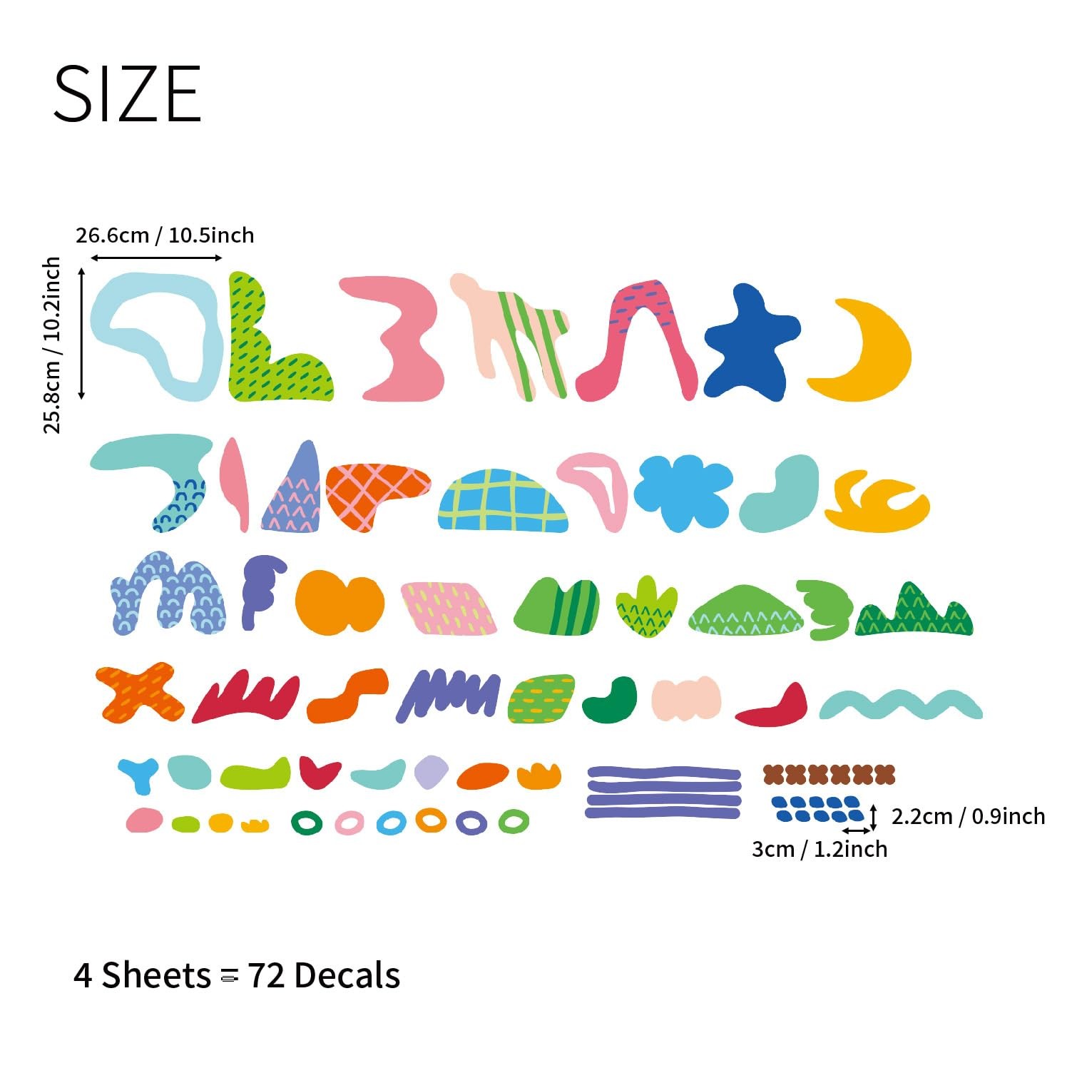 Original Hand Drawn Memphis Colorful Abstract Shape Wall Decals Peel and Stic…