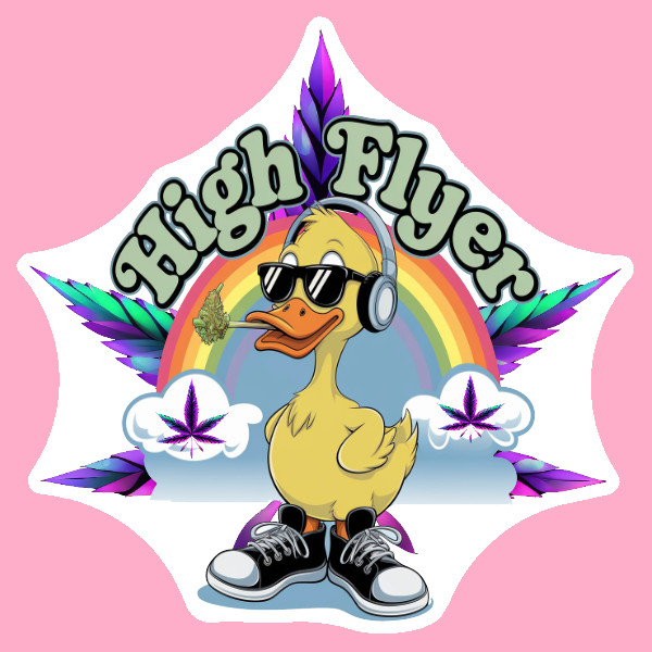 High Flyer Stoner Duck Weatherproof Vinyl UV 420 Cannabis Weed Sticker Marijuana