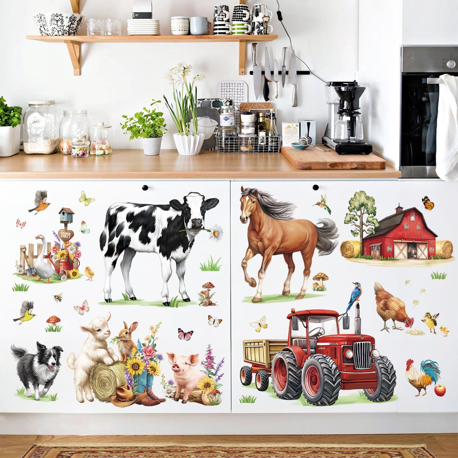 Farm Animal Wall Decals Horse Cow Farmhouse Truck Wall Stickers Bedroom Livin…