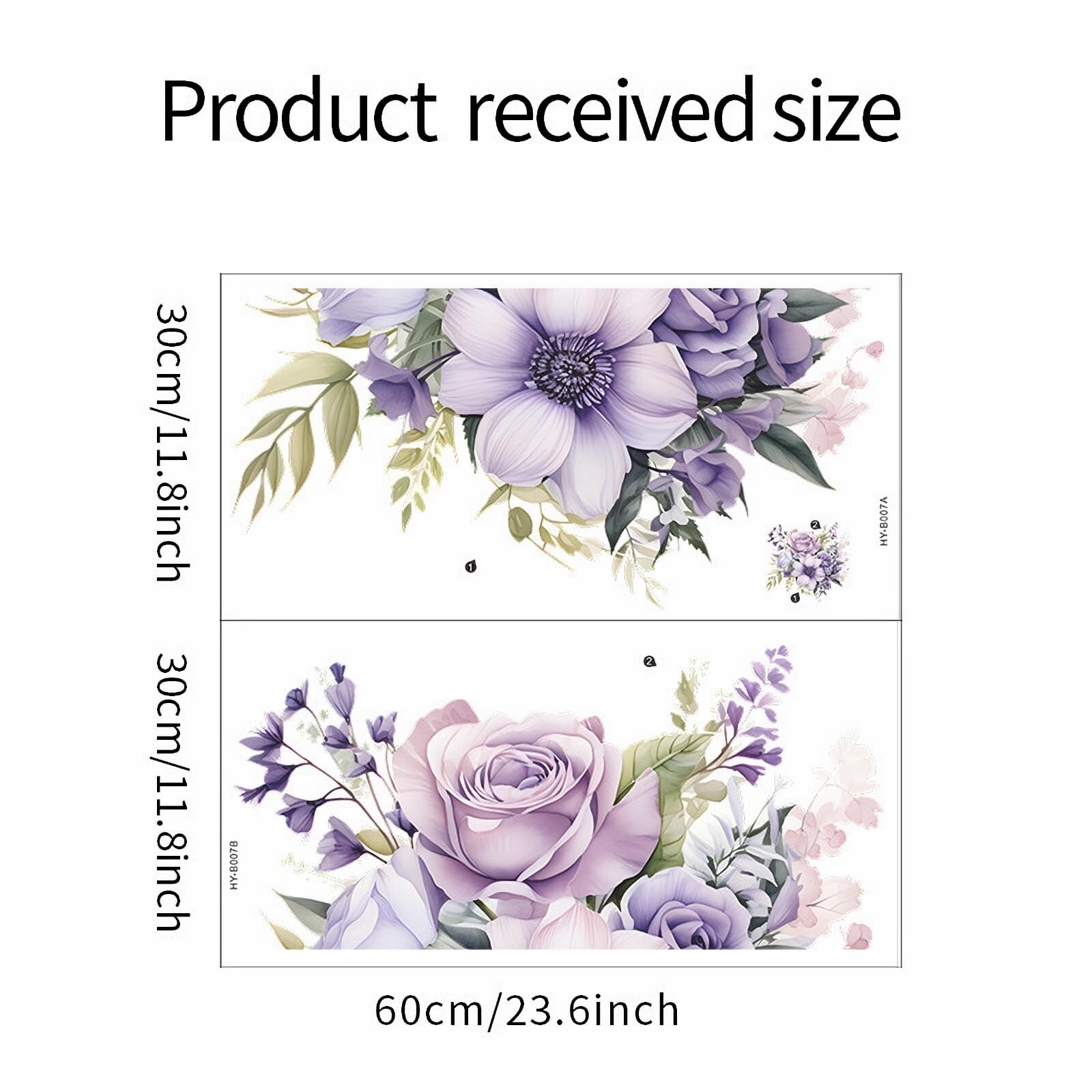 Purple Rose Daisy Flower Wall Stickers, sacinora Watercolor Romantic Floral A…