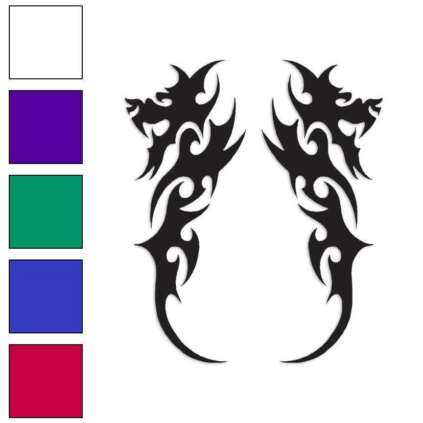 Pair of Dragon Tribal, Vinyl Decal Sticker, Multiple Colors & Sizes #223