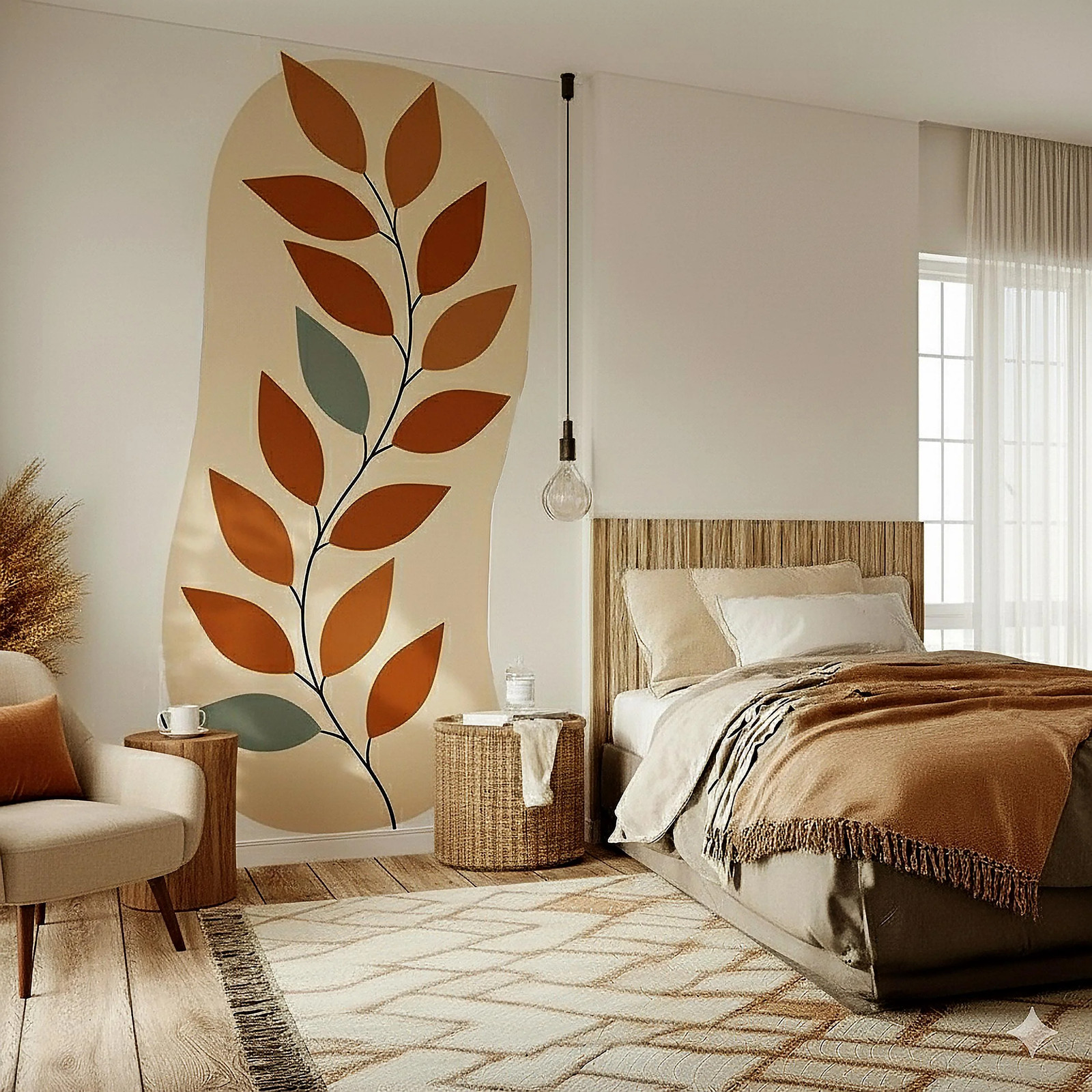 Abstract Leaf Wall Decal | Modern Botanical Vinyl Sticker