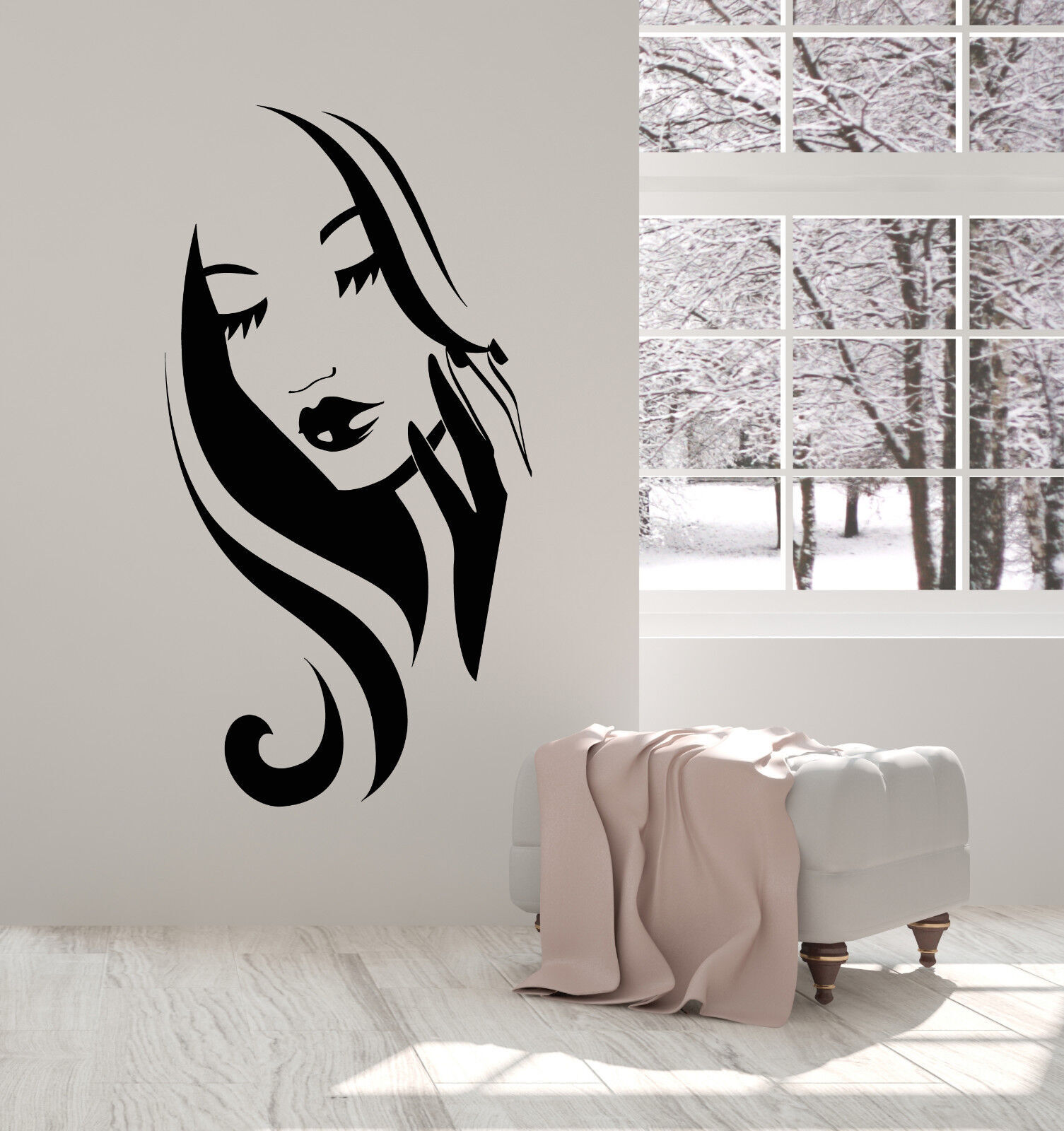 Vinyl Wall Decal Hairstyle Beauty Hair Salon Beautiful Face Girl Stickers 3052ig