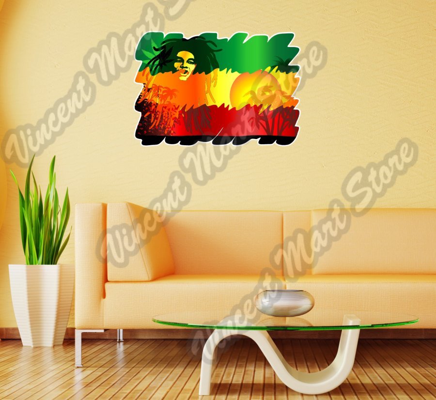 Marijuana Cannabis Pot Weed Rasta Flag Wall Sticker Room Interior Decor 20"X25"