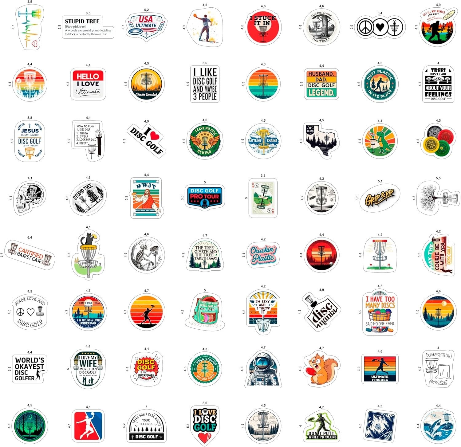 100Pcs Disc Golf Stickers Decals for Water Bottles – Disc Golf Gifts, Party Supp