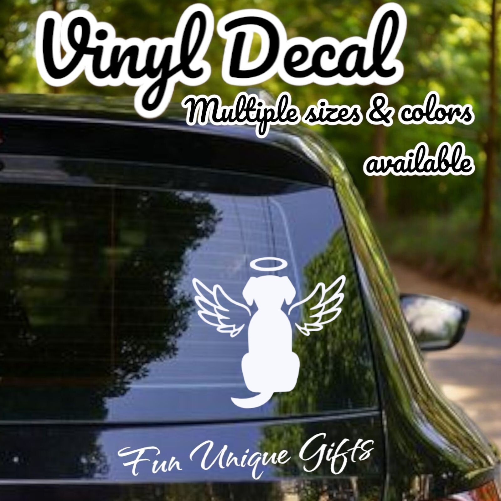 Angel Dog Memorial Vinyl Decal Sticker -Multiple Colors & Sizes- FREE SHIPPING