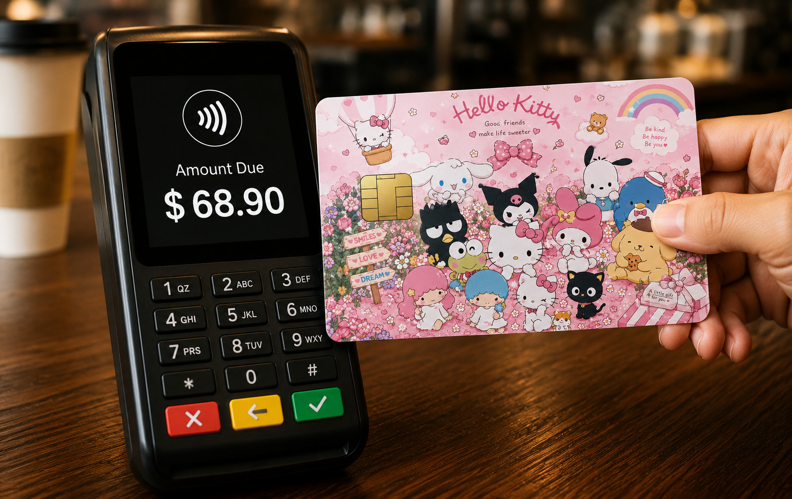 Sanrio Friends Pink Credit Card Skin Debit Card Vinyl Sticker Kawaii Wrap