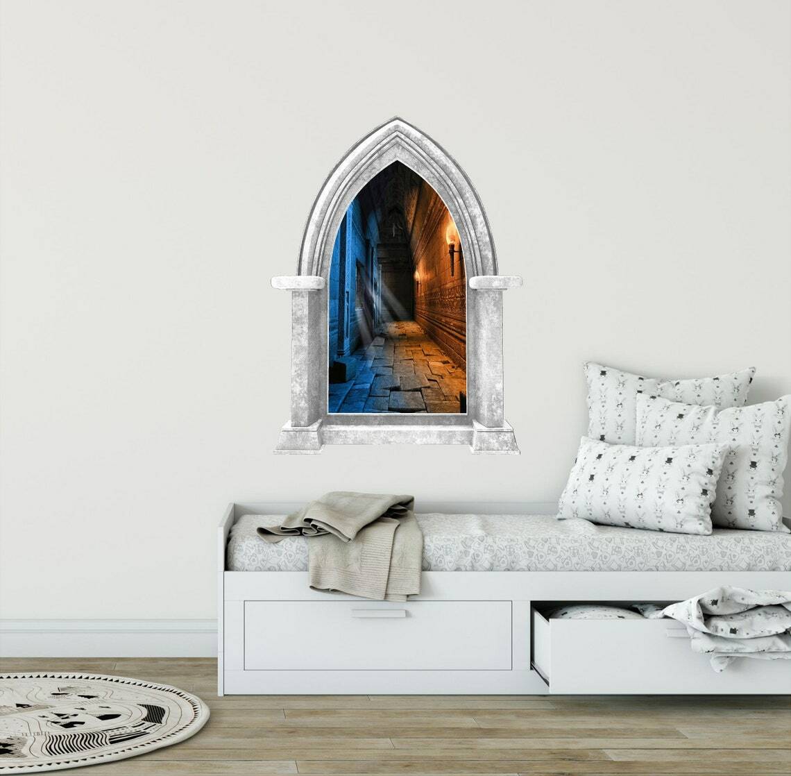 CastleScape Medieval Dungeon Hallway Wall Decal Castle Window Vinyl Wall Sticker
