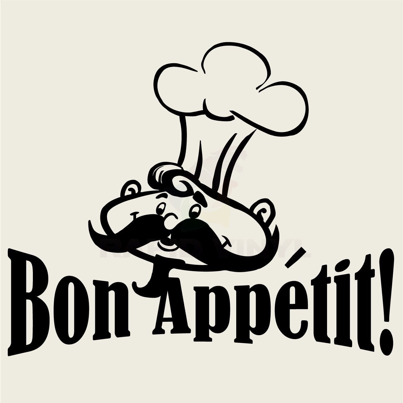 BON APPÉTIT CHEF KITCHEN MUSTACHE Wall Decal Wall Sticker Home Kitchen Wall Art