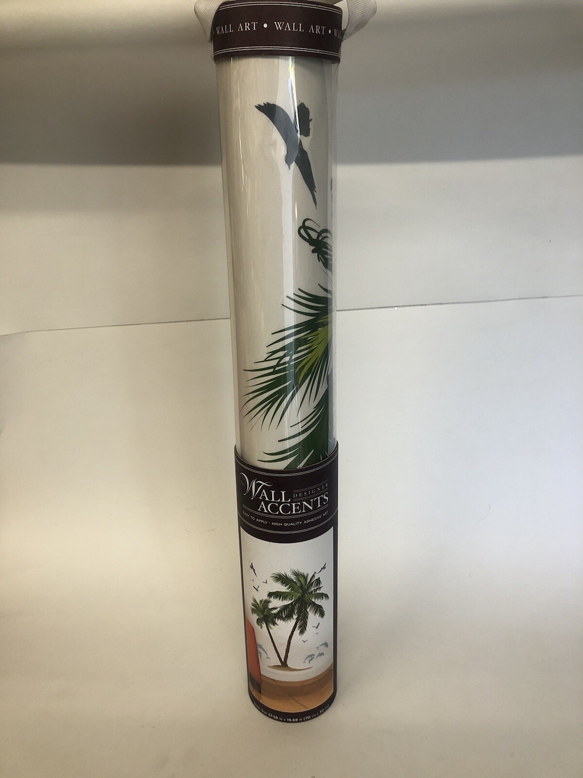 DCWV Decal Wall Art Sticker Palms & Dolphins Peel & Stick, Green/Brown/Blue