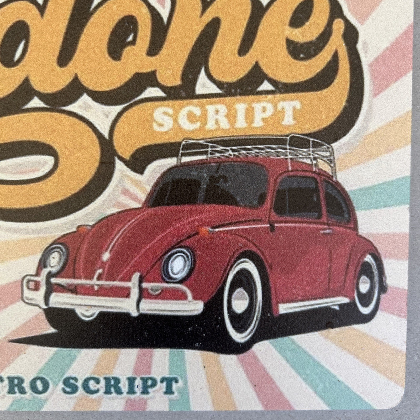 Plastic Retro Type VW Bug Art – 11.5” x 8” light weight decorative sign