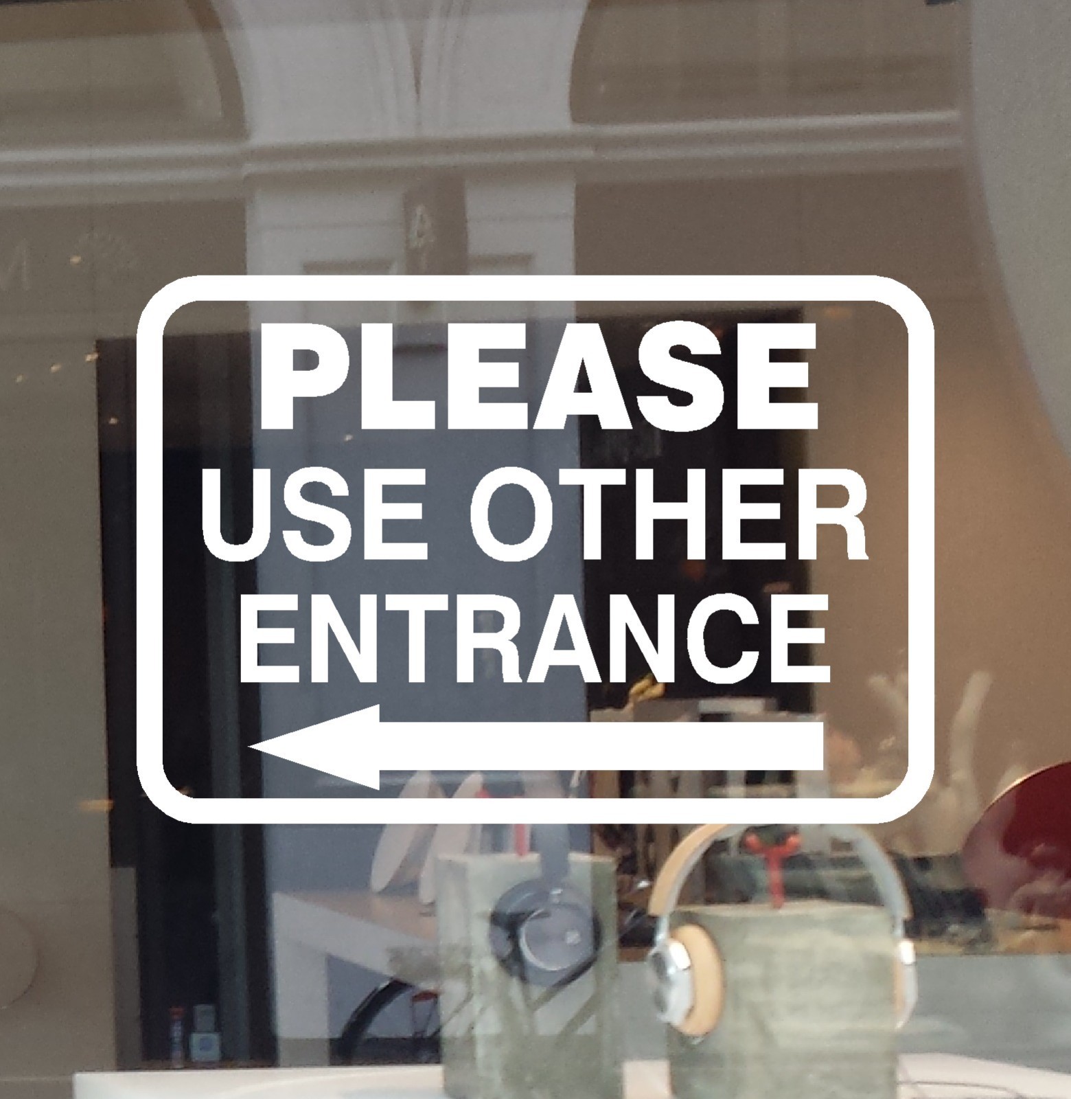 PLEASE USE OTHER ENTRANCE WINDOW SIGN DECAL VINYL STICKER LEFT OR RIGHT ARROW