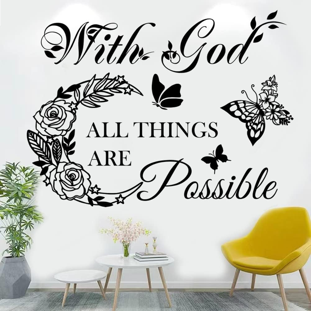 Inspirational God Things Are Possible Vinyl Wall Sticker Peel and Stick Quote Bi