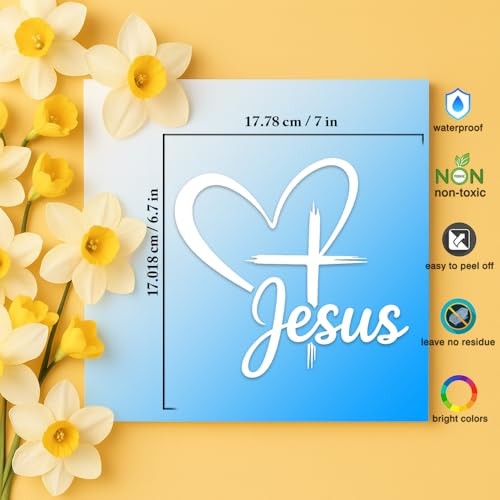 Christian Jesus Sticker, Waterproof Vinyl Decal Script Jesus with 7×6.7 Inches