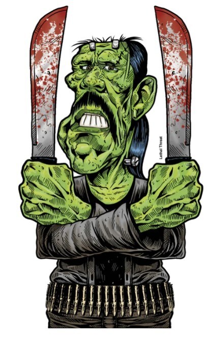 NEW LETHAL THREAT SLICE IT UP "ZOMBIE TREJO" MINI DECAL STICKER 2"x3.5" RC00316