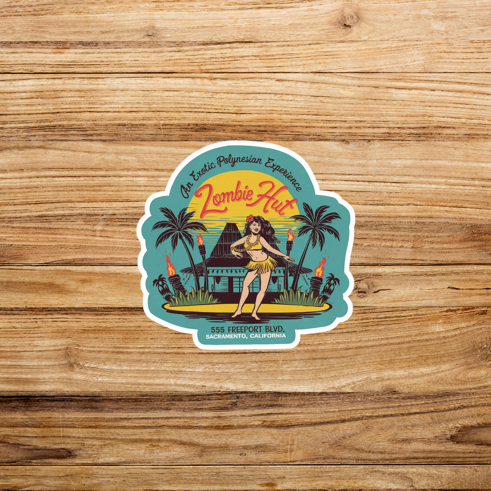 Vintage Zombie Hut Tiki Bar Sticker Polynesian Experience in Sacramento #1639