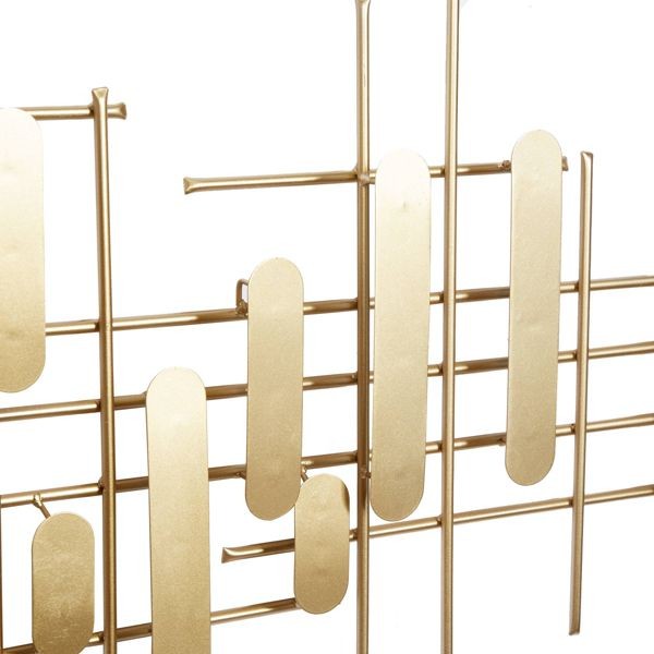 CosmoLiving Gold Metal Geometric Narrow Stripes Wall Decor Iron Modern Art