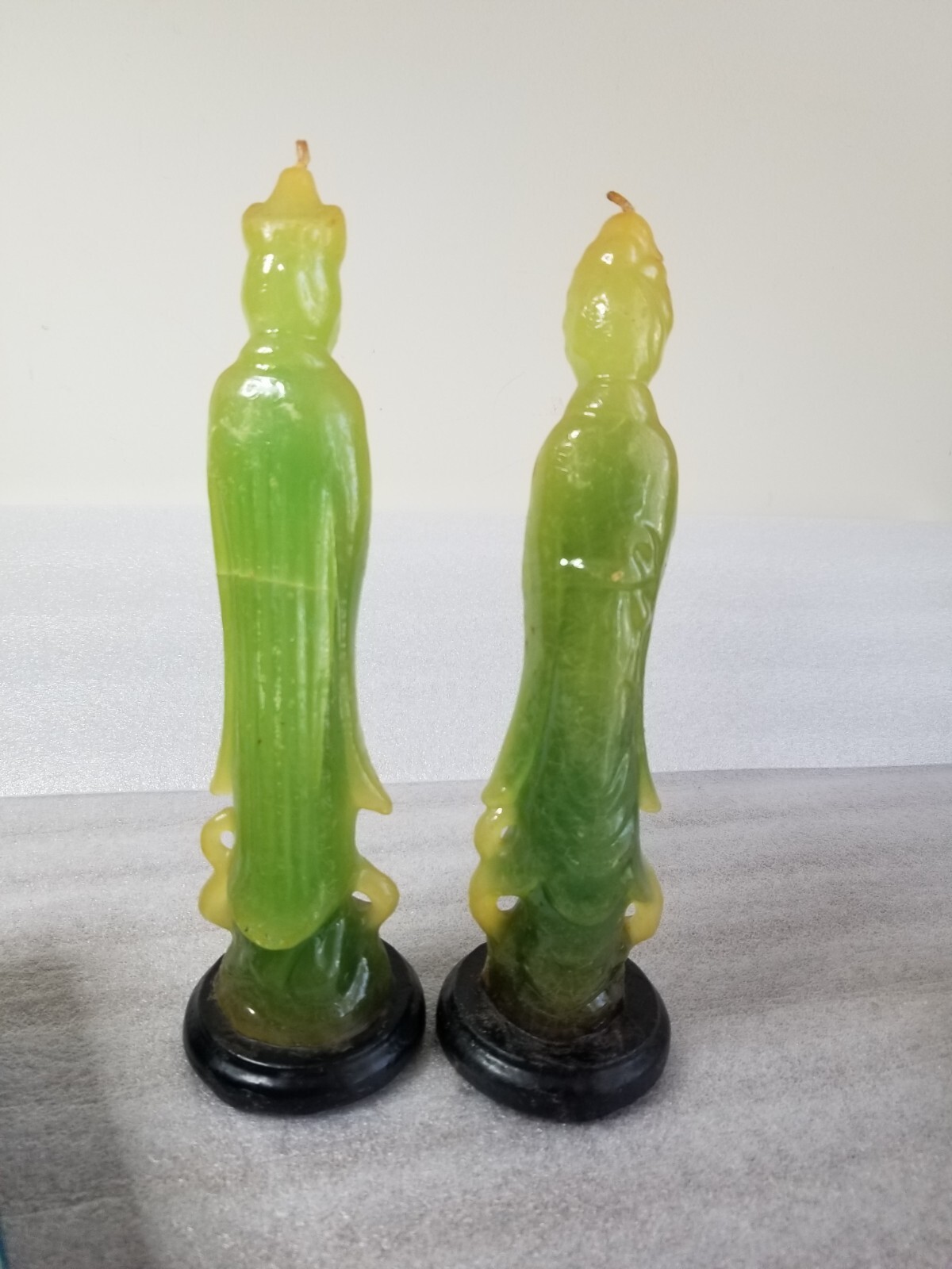 9" Pair Vintage Oriental Asian Chinese Ming Dynasty Figural Ceremonial Candles