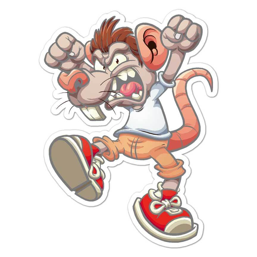 Angry Rat Mouse, Vinyl Decal Sticker, Indoor Outdoor, 3 Sizes, #7714