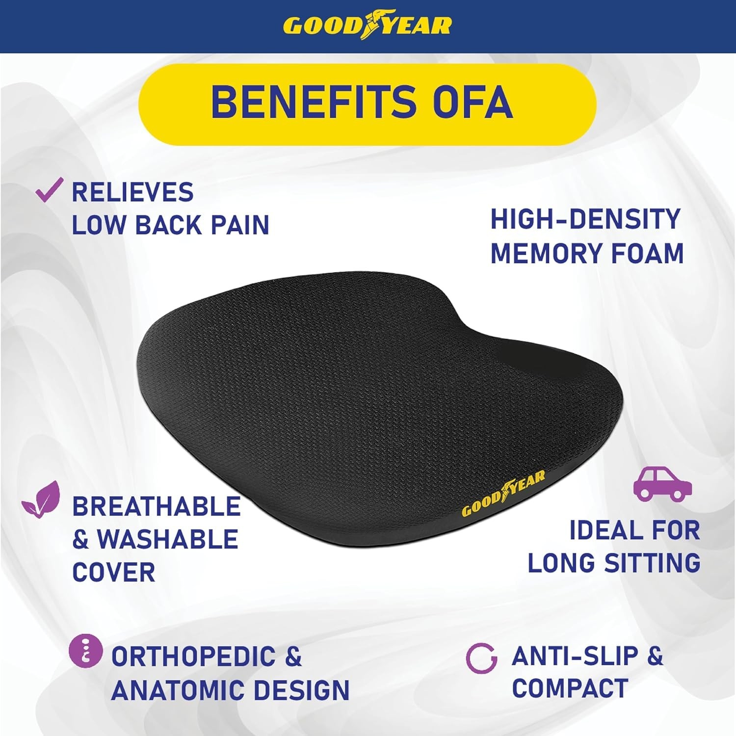 Memory Foam Car Seat Cushion – Gel Seat Cushions for Office Chairs, Tailbone