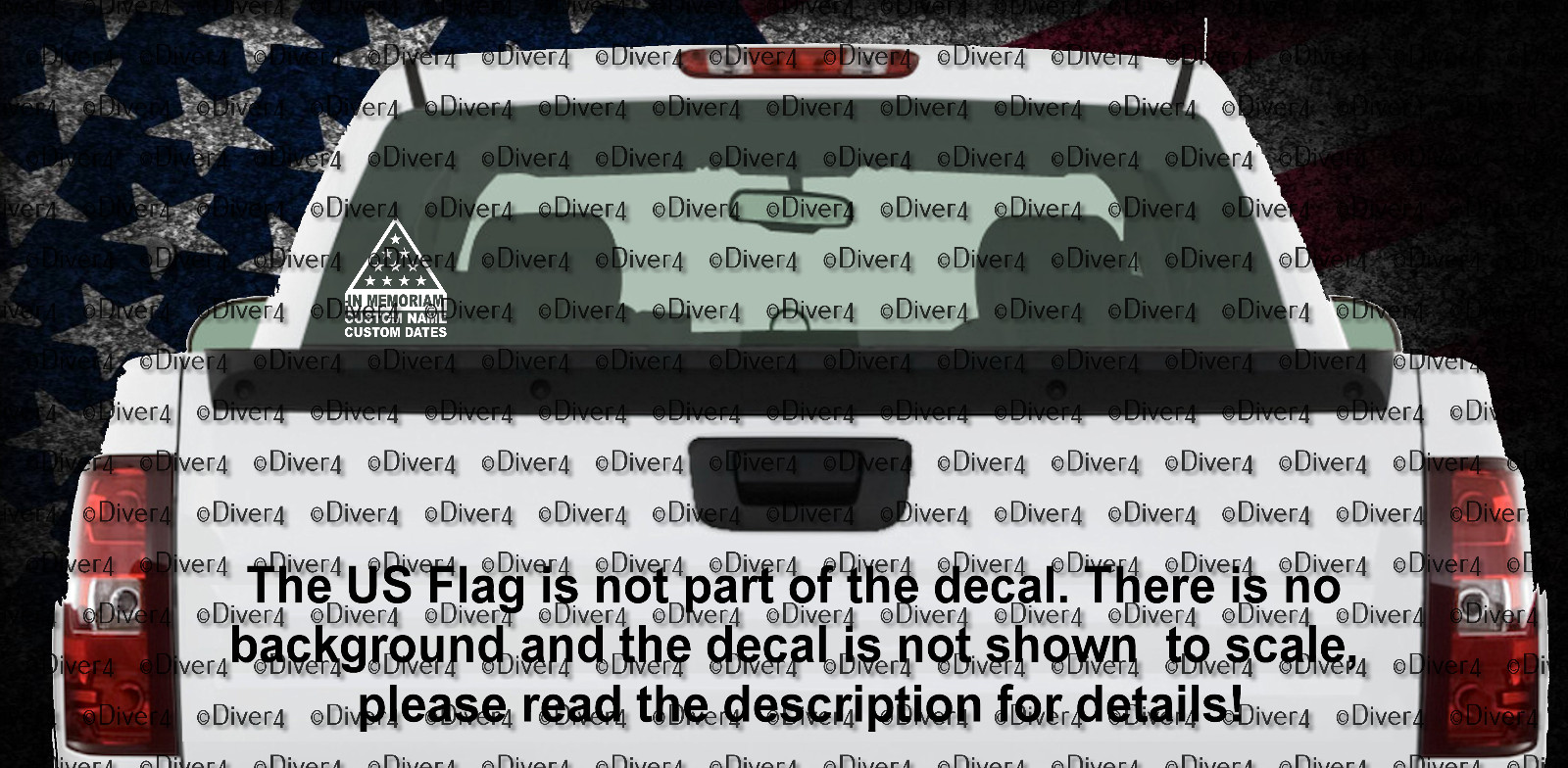 Custom Folded Flag In Memoriam Memorial Decal USA Made US Seller