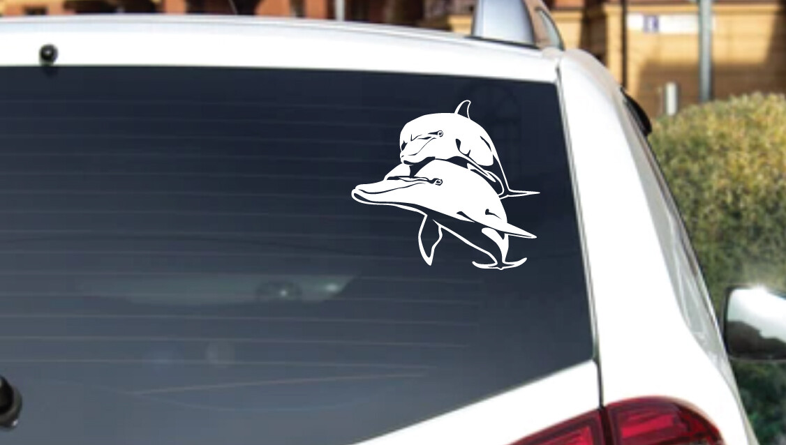 Sea Life – Dolphins 1 – Diver Car Truck Bumper Die Cut Decal Sticker