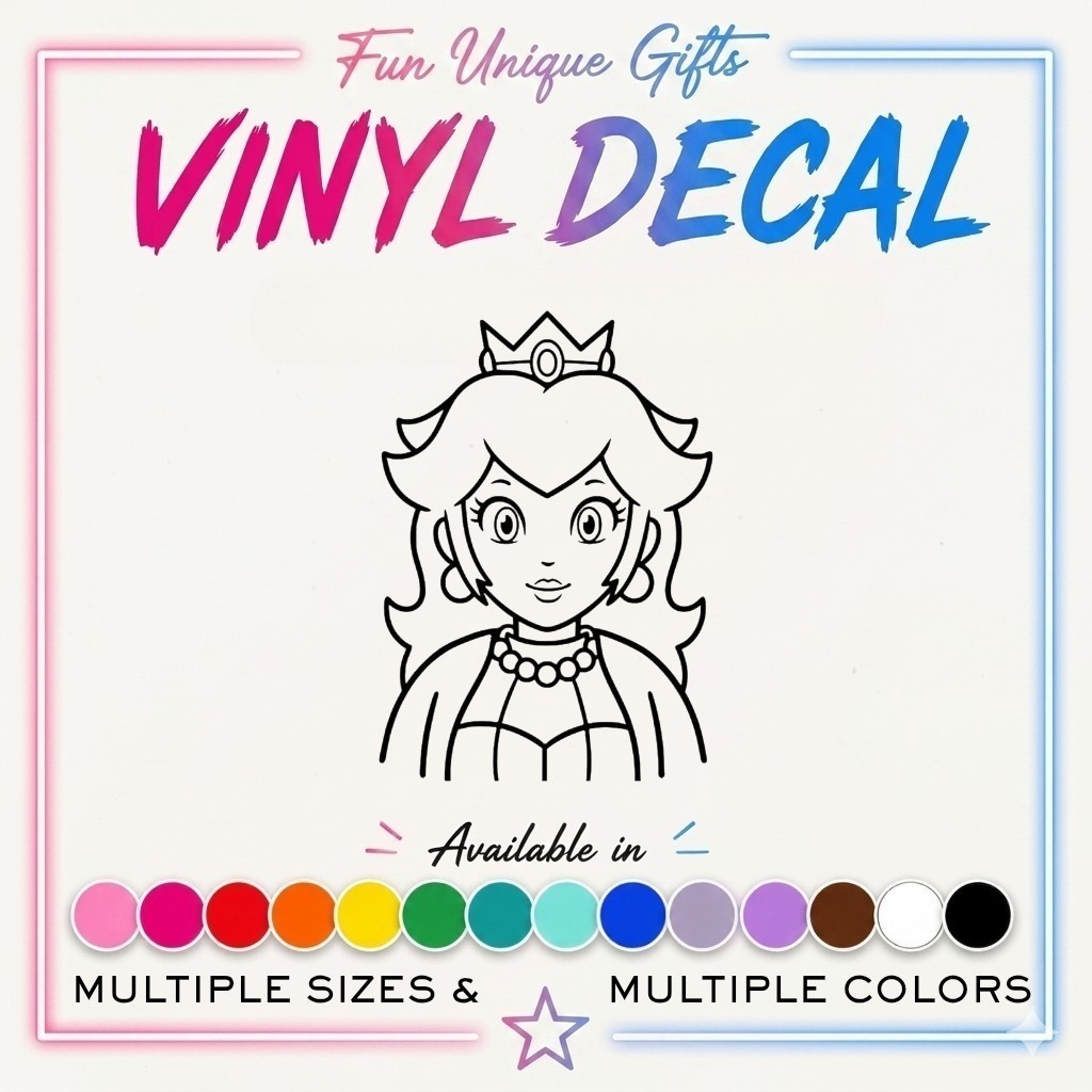 Princess Peach Mario Vinyl Decal Sticker -Multiple Colors & Sizes- SHIPS FREE!