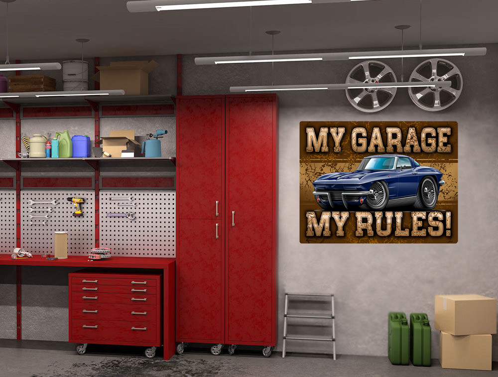 1963 Corvette Split Window Coupe My Garage My Rules Wall Art Graphic Sticker