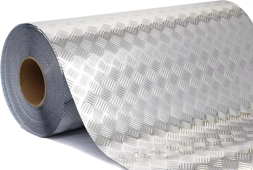Industrial Utility Diamond Plate Metallic Chrome Finish Vinyl Wrap Silver17.8
