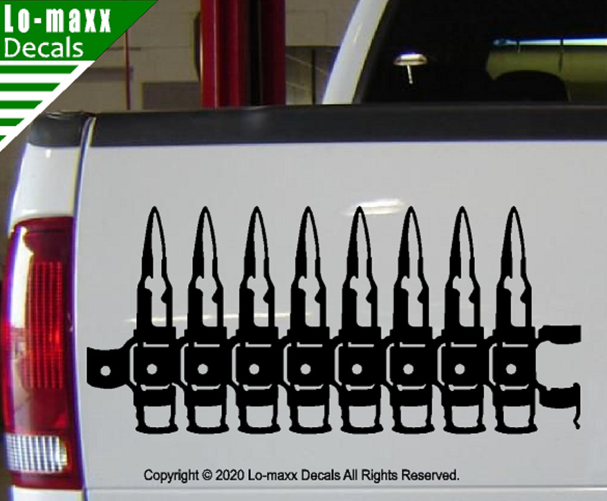 Ammunition Ammo Belt Linked Cartridge Art Superior Quality Die Cut Vinyl Decal