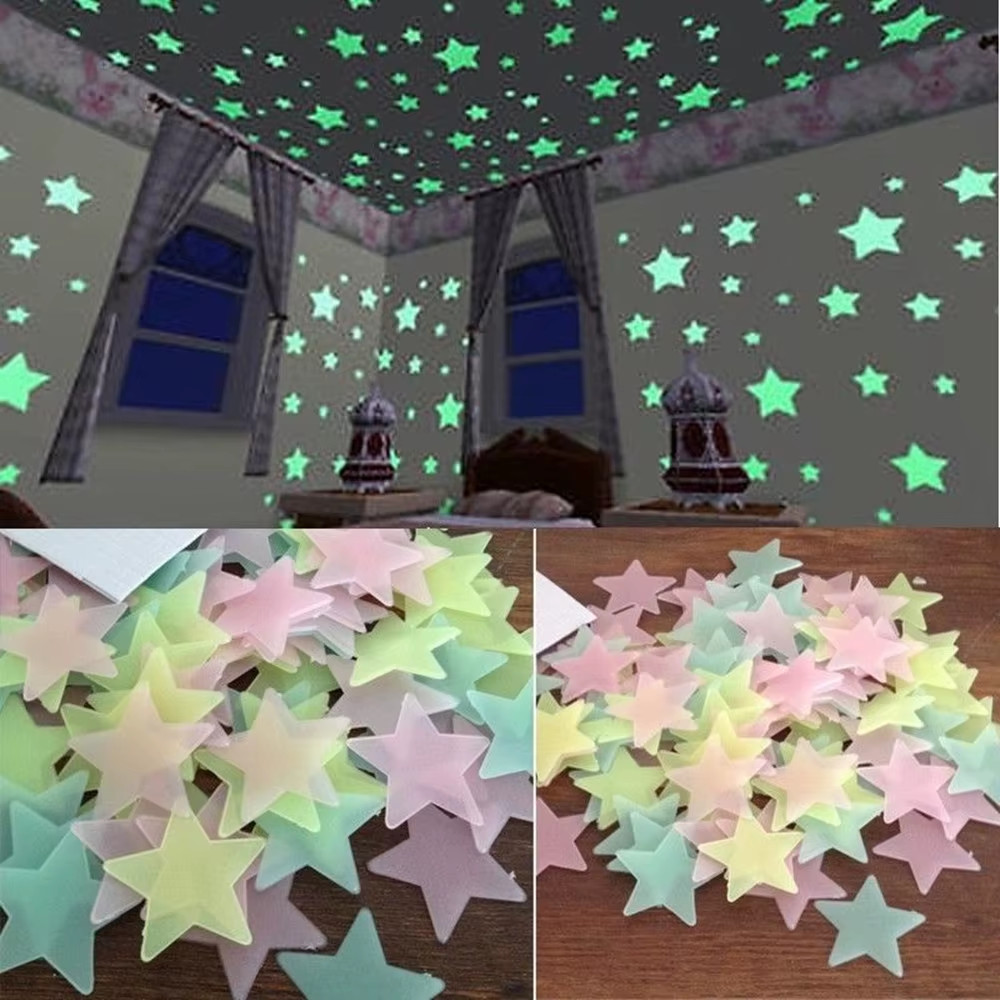 100Pcs Fluorescent Glow in the Dark Stars Wall Stickers for Kids Rooms Decoratio