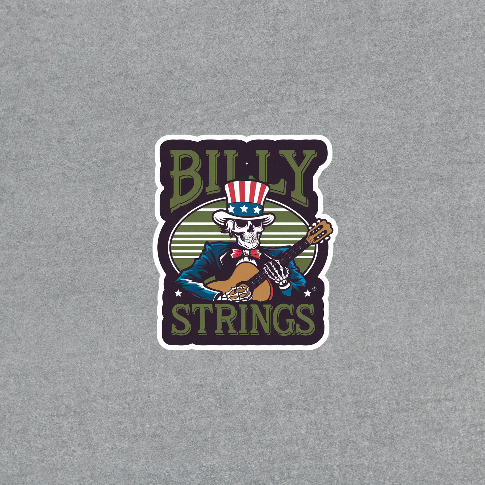 Billy Strings Skeleton Uncle Sam Guitar Sticker – Patriotic Bluegrass Decal #430