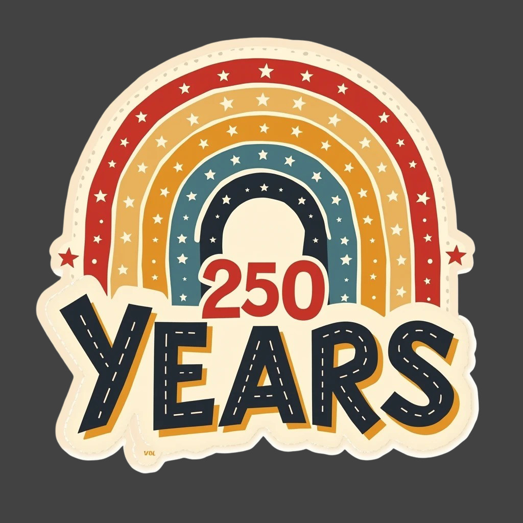250 Years Sticker Vinyl Decal Rainbow Stars Patriotic America USA