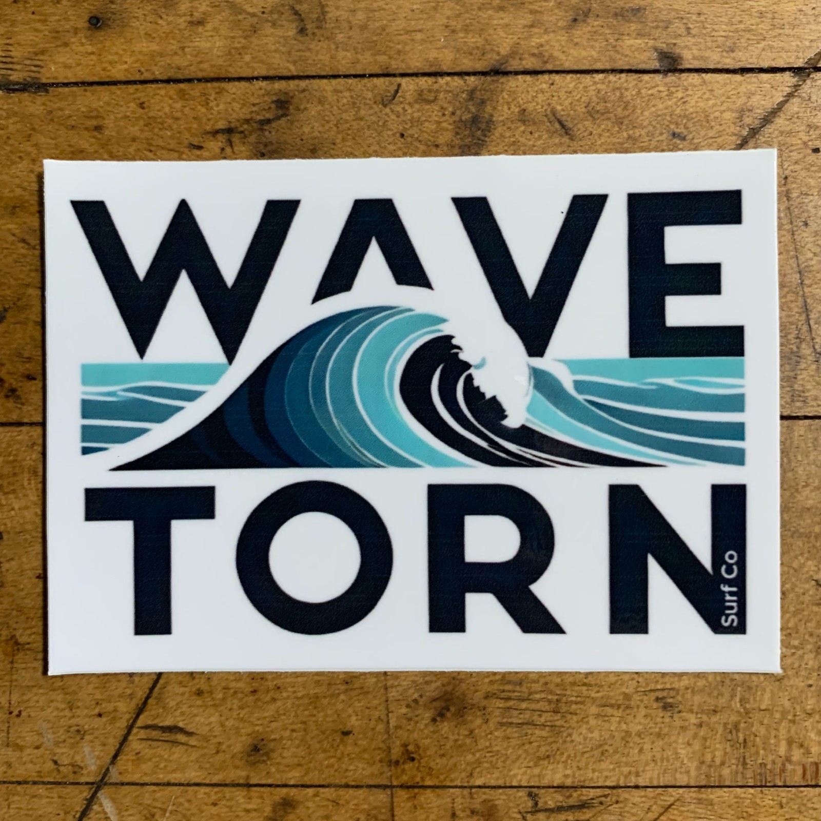 Wave Torn Surf Co. Sticker – Beach Surfing Surf Shop Vinyl Decal 3.5" x 2.5"
