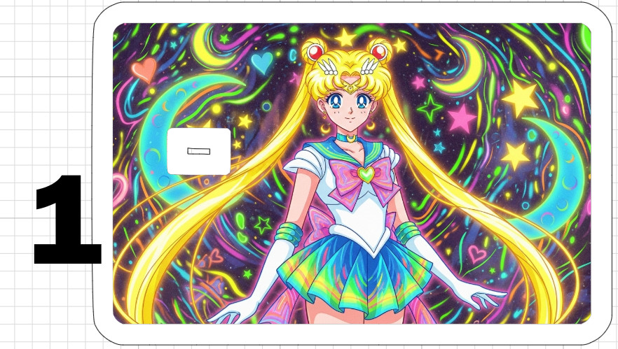 Psychedelic Sailor Moon ATM Debit Credit Card Skin Sticker Anime Cartoon Star US