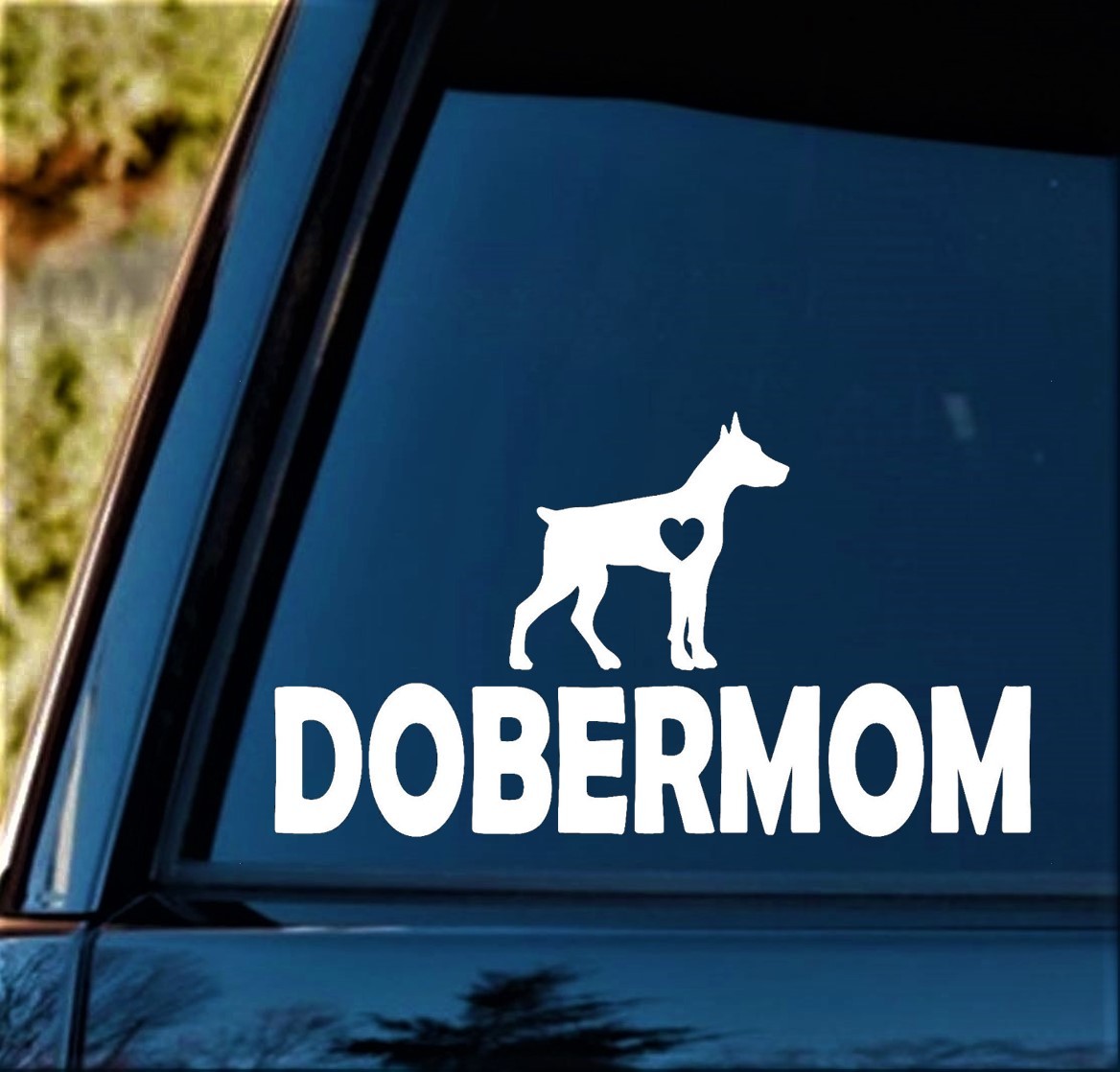 DOBERMOM Doberman Mom Pinscher Dog Breed Decal Sticker Car Truck SUV Van E1071