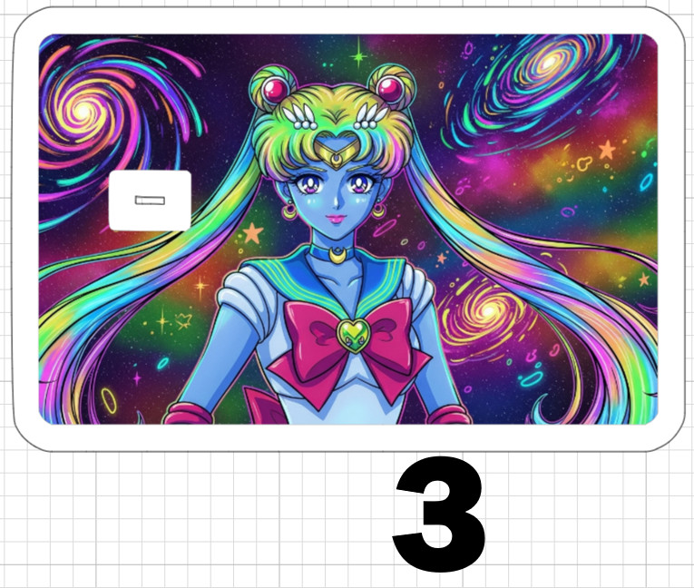 Psychedelic Sailor Moon ATM Debit Credit Card Skin Sticker Anime Cartoon Star US