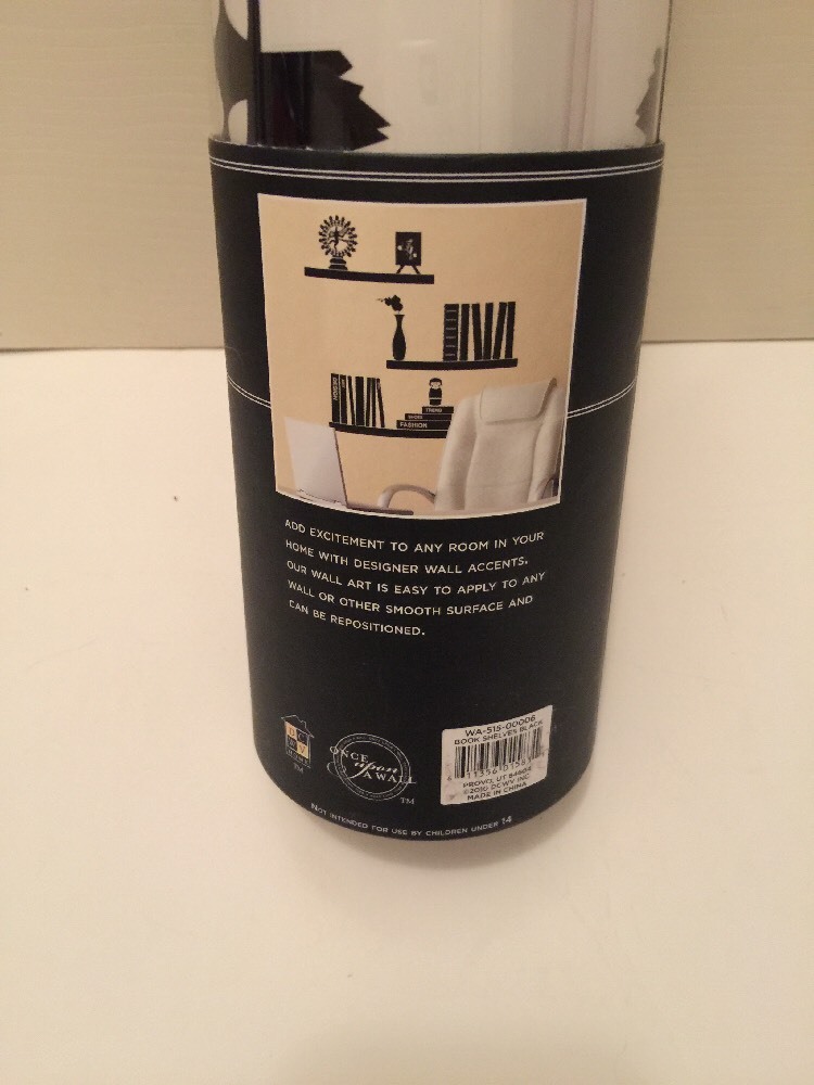 Black Book Shelves Adhesive Wall Art Accents Designs Super Sized Repositionable