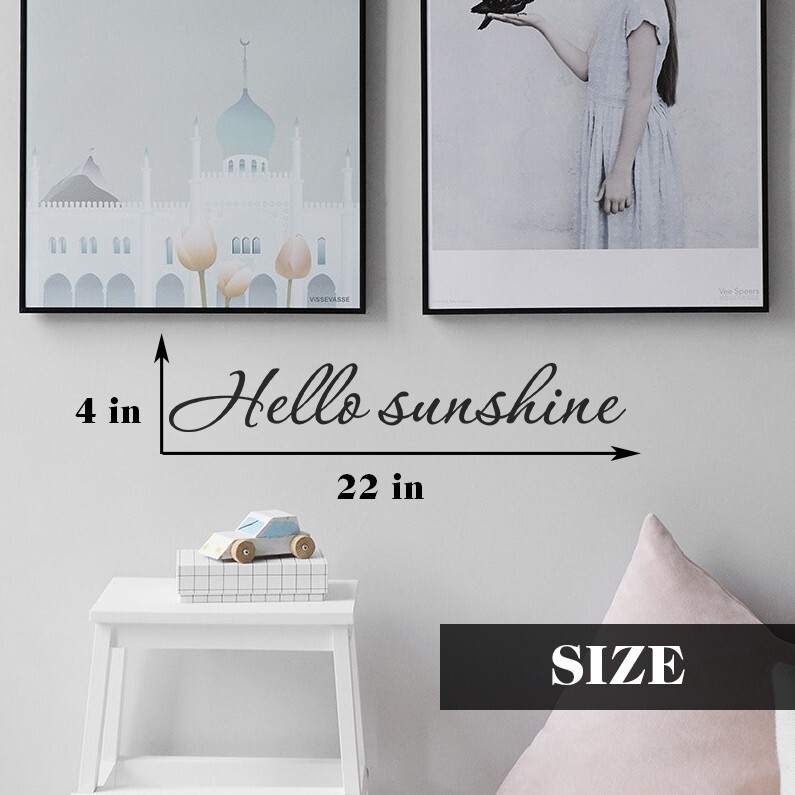 Hello sunshine wall decal love quote sticker for bedroom bathroom 22×4 inches