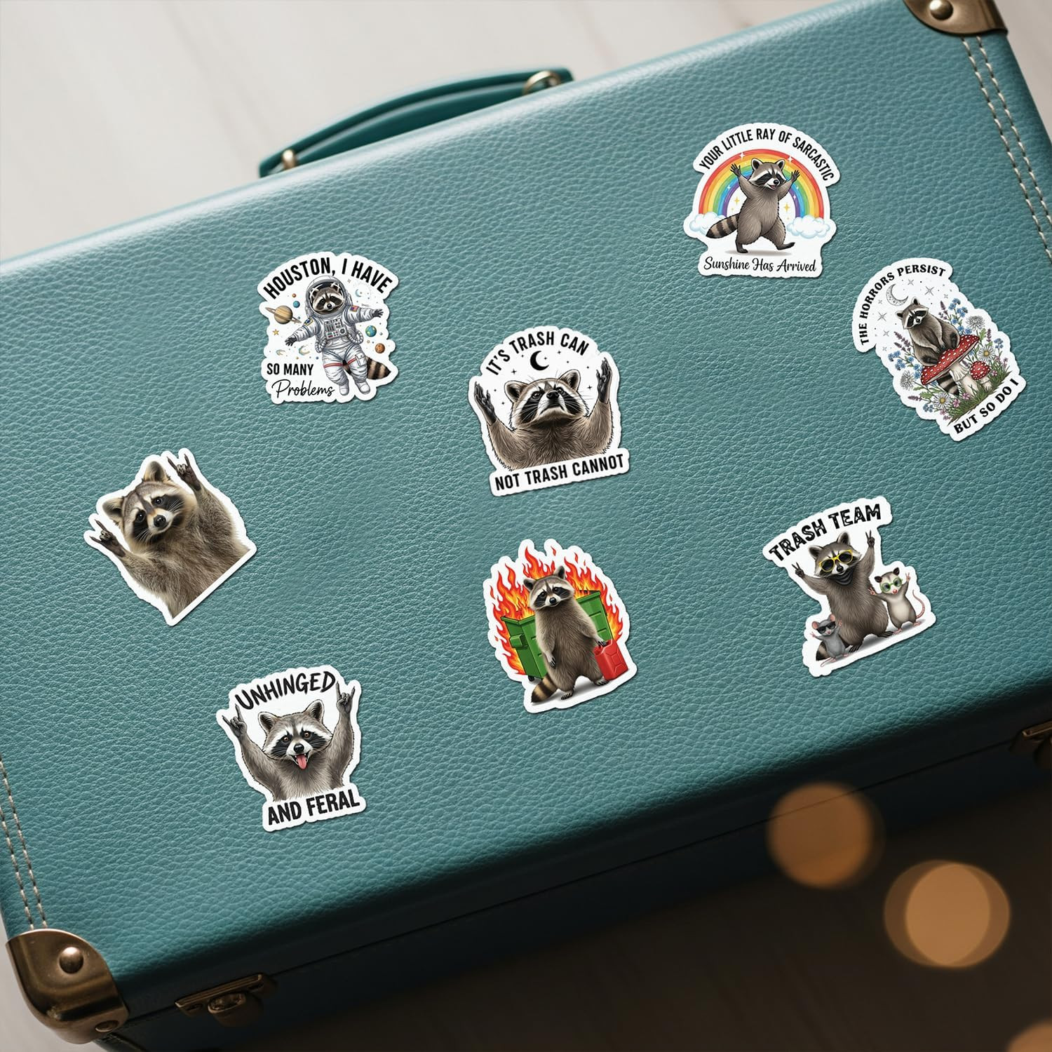 20 PCS Funny Raccoon Stickers Pack Trash Panda Meme Sarcastic Quotes Waterproof