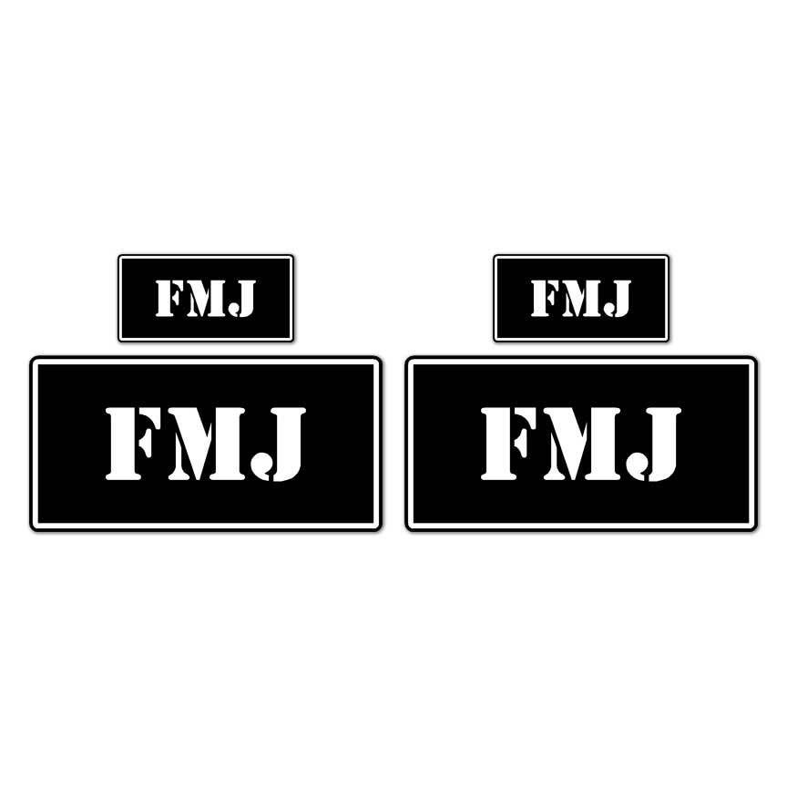FMJ B&W Ammo Box Set, Vinyl Decal Sticker, 2@ 1"x2" & 2@ 2"x4", #8458