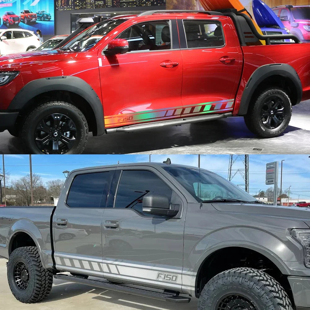 Aftermarket Door Side Skirt Stripe Decal for Ford F-150 Raptor | 2-Piece Pickup